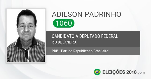 Santinho de Adilson Padrinho - 1060 - Candidato a Deputado Federal