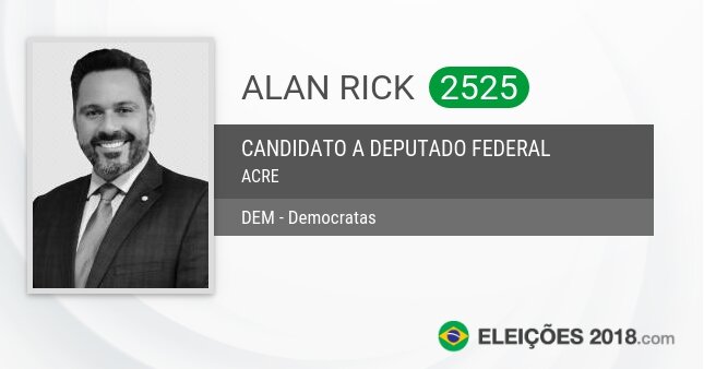 Santinho de Alan Rick - 2525 - Candidato a Deputado Federal