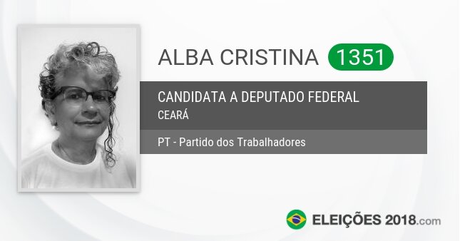 Santinho de Alba Cristina - 1351 - Candidata a Deputada Federal