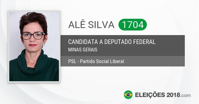 Santinho de Alê Silva - 1704 - Candidata a Deputada Federal