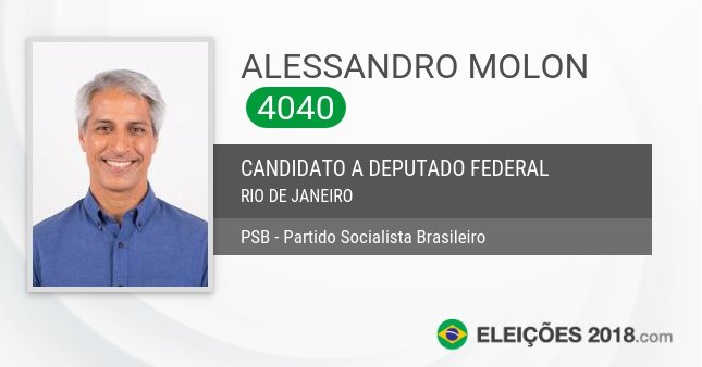 Santinho de Alessandro Molon - 4040 - Candidato a Deputado Federal