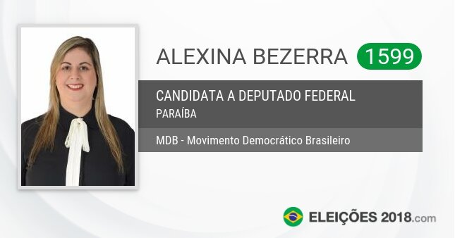 Santinho de Alexina Bezerra - 1599 - Candidata a Deputada Federal