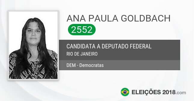 Santinho de Ana Paula Goldbach - 2552 - Candidata a Deputada Federal