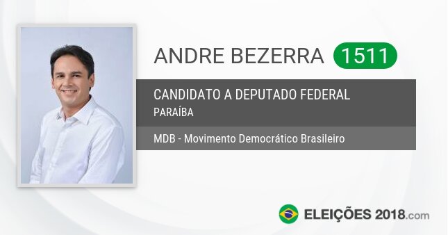 Santinho de Andre Bezerra - 1511 - Candidato a Deputado Federal