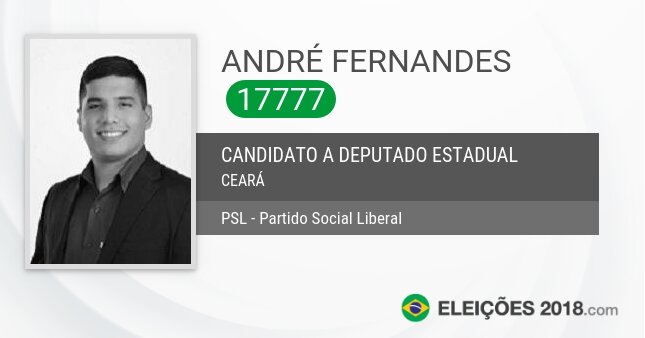 Santinho de André Fernandes - 17777 - Candidato a Deputado Estadual