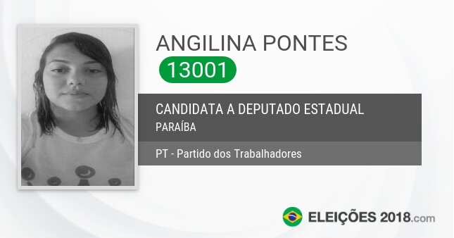 Santinho de Angilina Pontes - 13001 - Candidata a Deputada Estadual