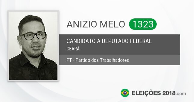 Santinho de Anizio Melo - 1323 - Candidato a Deputado Federal
