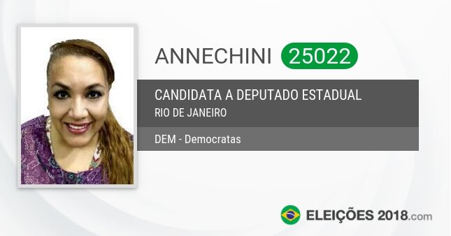 Santinho de Annechini - 25022 - Candidata a Deputada Estadual