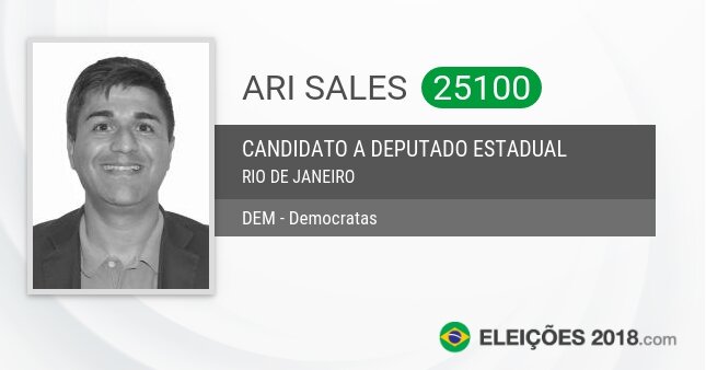 Santinho de Ari Sales - 25100 - Candidato a Deputado Estadual