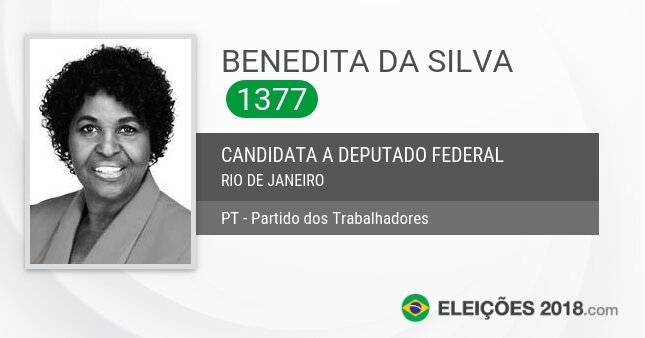 Santinho de Benedita da Silva - 1377 - Candidata a Deputada Federal
