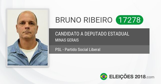 Santinho de Bruno Ribeiro - 17278 - Candidato a Deputado Estadual