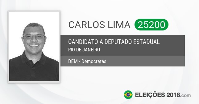 Santinho de Carlos Lima - 25200 - Candidato a Deputado Estadual