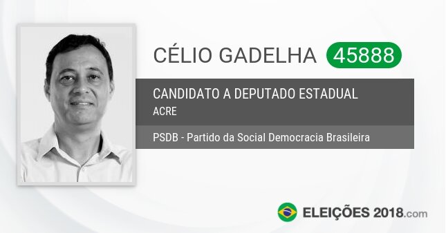 Santinho de Célio Gadelha - 45888 - Candidato a Deputado Estadual