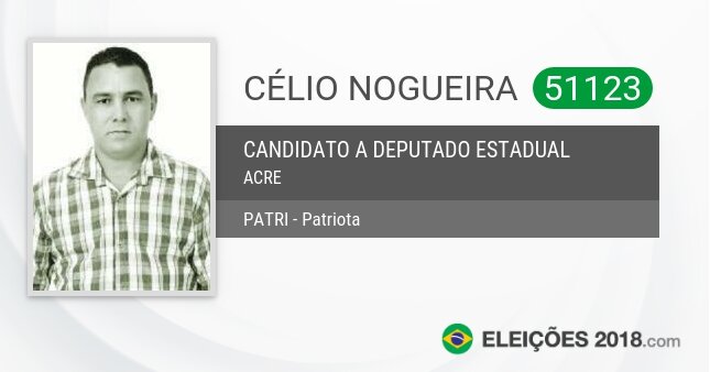 Santinho de Célio Nogueira - 51123 - Candidato a Deputado Estadual