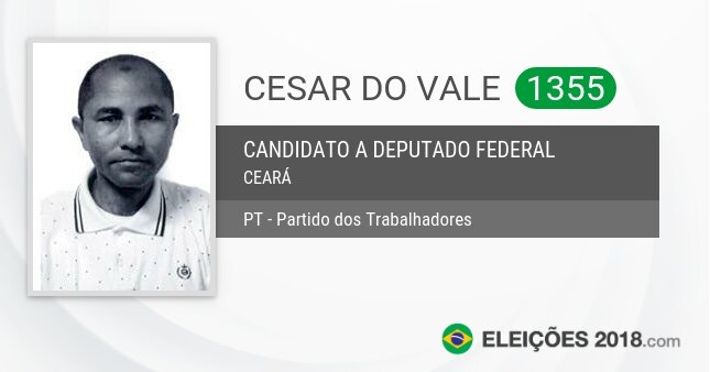 Santinho de Cesar do Vale - 1355 - Candidato a Deputado Federal