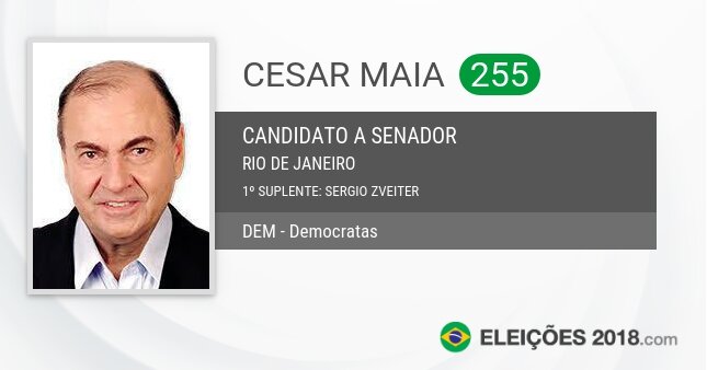 Santinho de Cesar Maia - 255 - Candidato a Senador