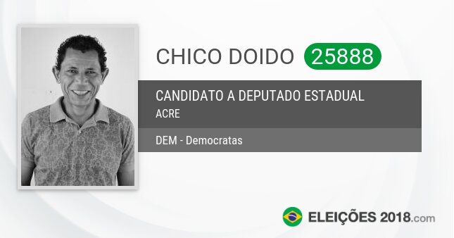 Santinho de Chico Doido - 25888 - Candidato a Deputado Estadual