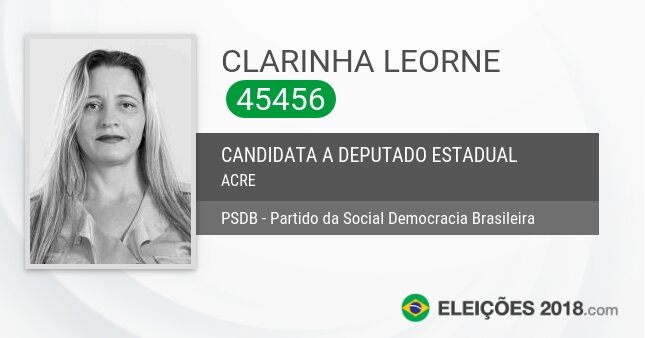Santinho de Clarinha Leorne - 45456 - Candidata a Deputada Estadual