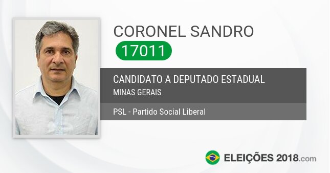 Santinho de Coronel Sandro - 17011 - Candidato a Deputado Estadual