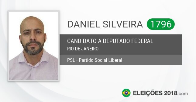 Santinho de Daniel Silveira - 1796 - Candidato a Deputado Federal