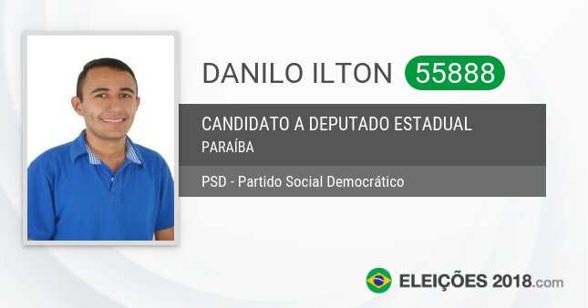 Santinho de Danilo Ilton - 55888 - Candidato a Deputado Estadual