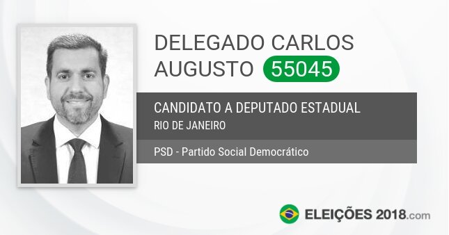 Santinho de Delegado Carlos Augusto - 55045 - Candidato a Deputado Estadual