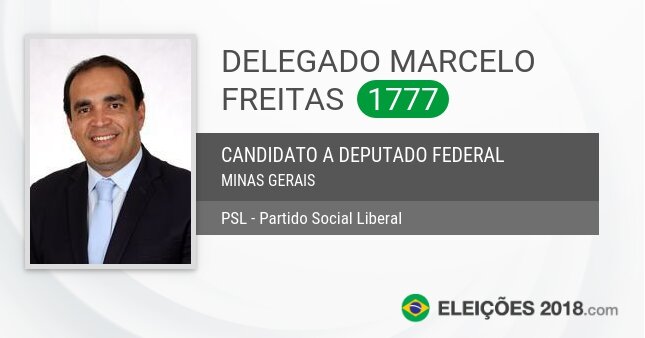 Santinho de Delegado Marcelo Freitas - 1777 - Candidato a Deputado Federal