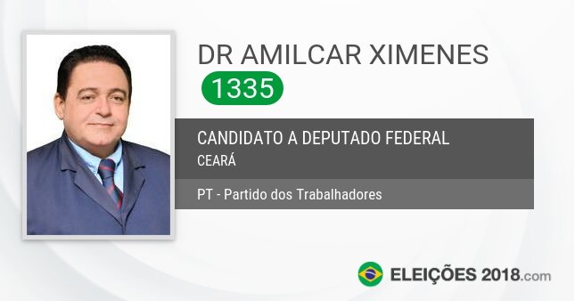 Santinho de Dr Amilcar Ximenes - 1335 - Candidato a Deputado Federal