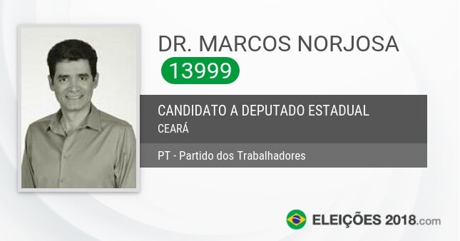 Santinho de Dr. Marcos Norjosa - 13999 - Candidato a Deputado Estadual