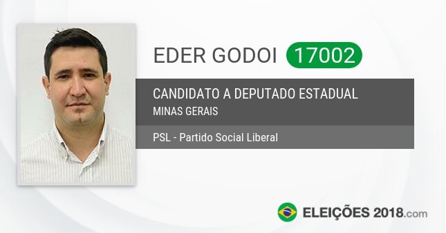 Santinho de Eder Godoi - 17002 - Candidato a Deputado Estadual