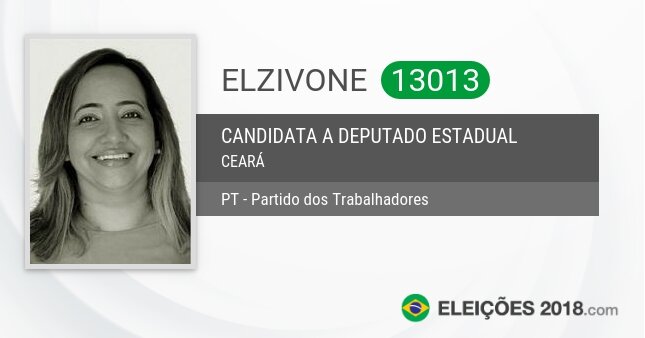 Santinho de Elzivone - 13013 - Candidata a Deputada Estadual
