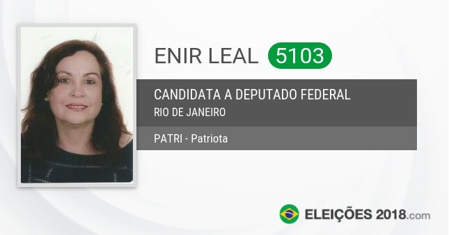 Santinho de Enir Leal - 5103 - Candidata a Deputada Federal