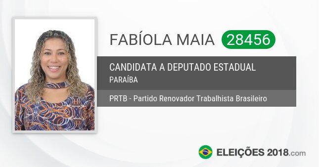 Santinho de Fabíola Maia - 28456 - Candidata a Deputada Estadual