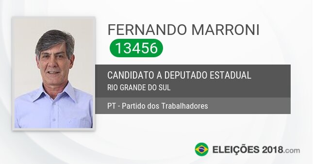 Santinho de Fernando Marroni - 13456 - Candidato a Deputado Estadual