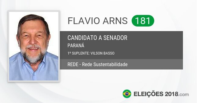 Santinho de Flavio Arns - 181 - Candidato a Senador