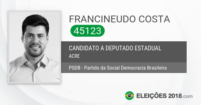 Santinho de Francineudo Costa - 45123 - Candidato a Deputado Estadual