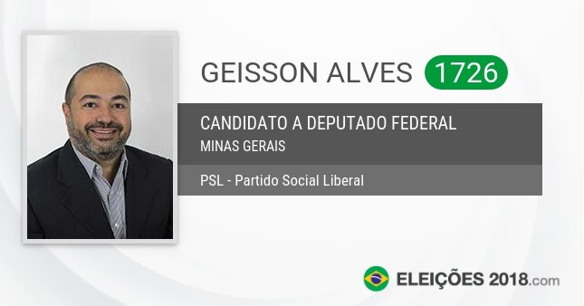 Santinho de Geisson Alves - 1726 - Candidato a Deputado Federal