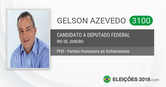 Santinho de Gelson Azevedo - 3100 - Candidato a Deputado Federal