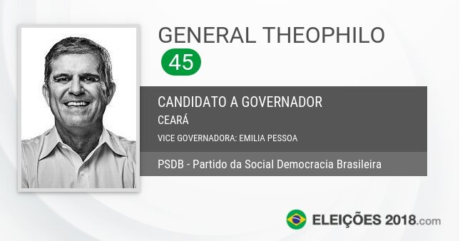Santinho de General Theophilo - 45 - Candidato a Governador