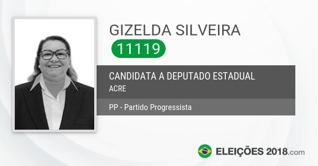 Santinho de Gizelda Silveira - 11119 - Candidata a Deputada Estadual