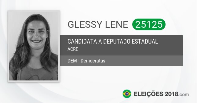Santinho de Glessy Lene - 25125 - Candidata a Deputada Estadual