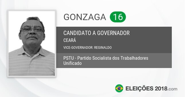 Santinho de Gonzaga - 16 - Candidato a Governador
