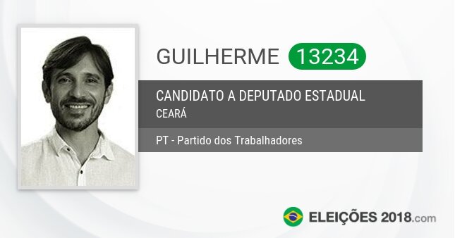 Santinho de Guilherme - 13234 - Candidato a Deputado Estadual