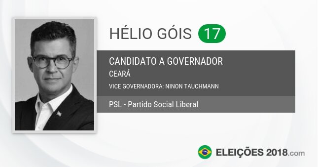 Santinho de Hélio Góis - 17 - Candidato a Governador