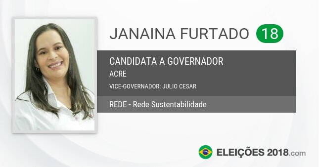 Santinho de Janaina Furtado - 18 - Candidata a Governadora