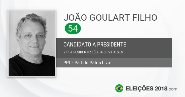 Santinho de João Goulart Filho - 54 - Candidato a Presidente