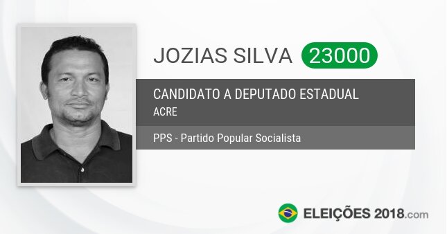 Santinho de Jozias Silva - 23000 - Candidato a Deputado Estadual