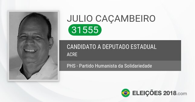 Santinho de Julio Caçambeiro - 31555 - Candidato a Deputado Estadual