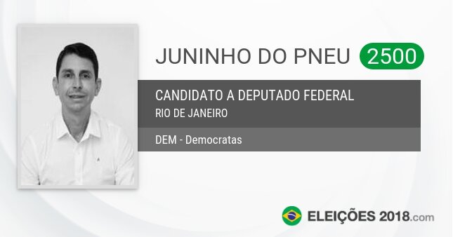 Santinho de Juninho do Pneu - 2500 - Candidato a Deputado Federal