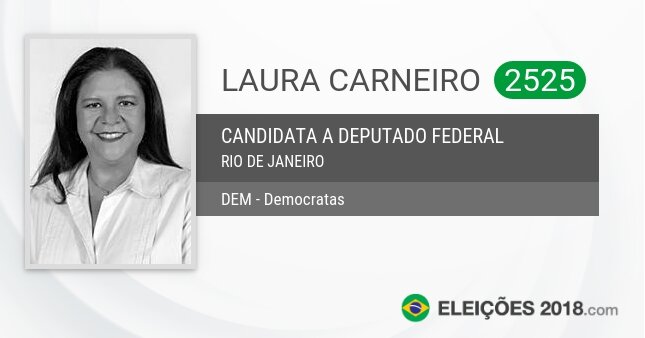 Santinho de Laura Carneiro - 2525 - Candidata a Deputada Federal